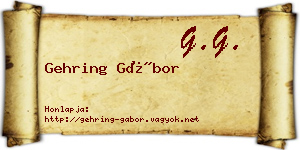 Gehring Gábor névjegykártya